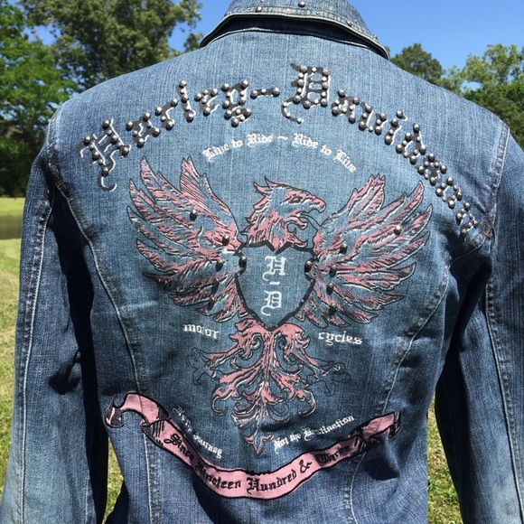 Harley-Davidson Jackets & Blazers - Harley Davidson Embellished Womens Jean Jacket M